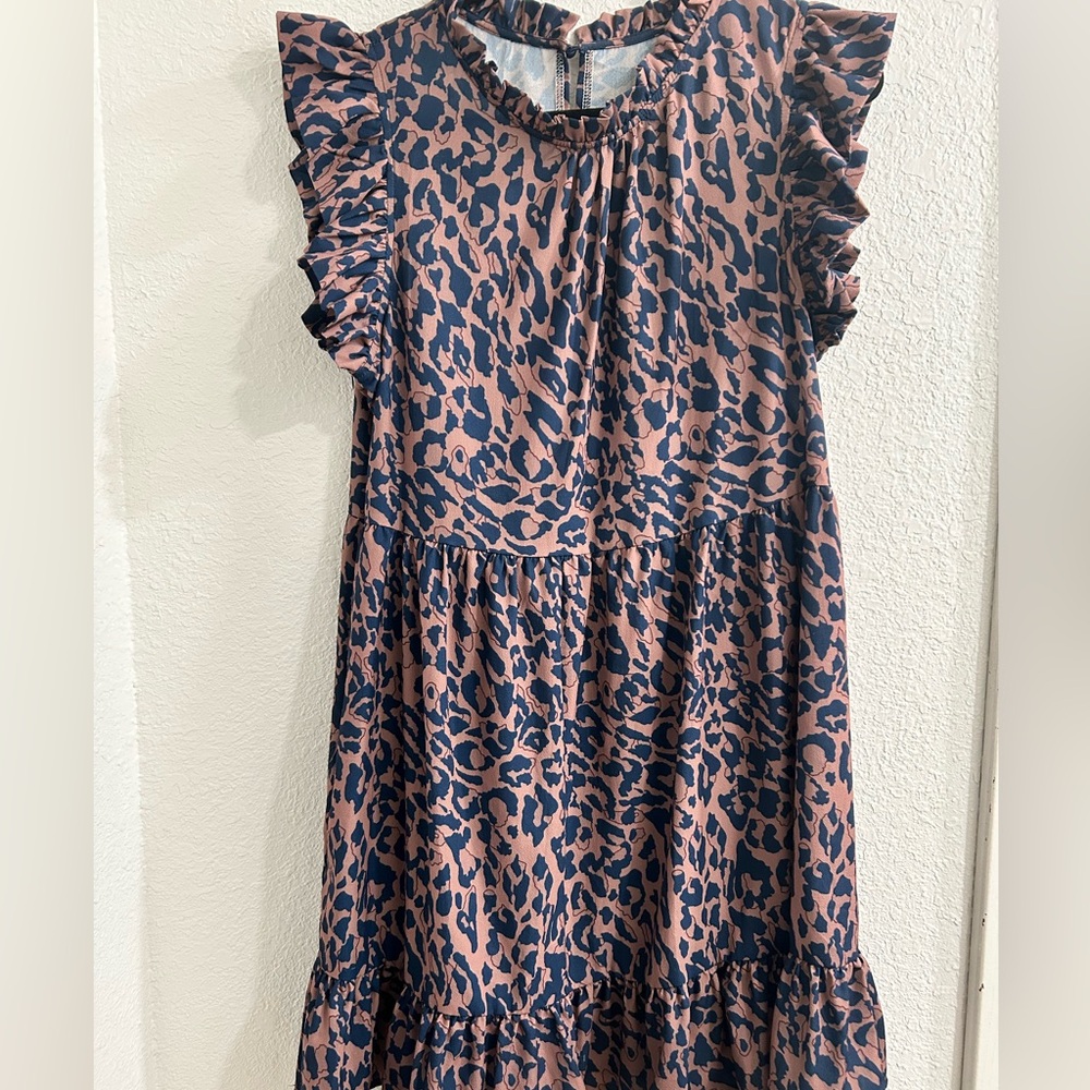 Cheetah Print Mauve/Dark Blue Dress